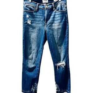 Frame Le High Straight Leg Distressed Denim Blue Jeans Size 31 High Rise Casual